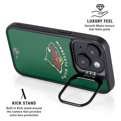 NHL Minnesota Wild Solid Background iPhone 15 Kickstand Case